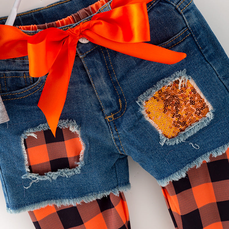 （In Stock）Girls Halloween Hocus Pocus Print Outfit Set