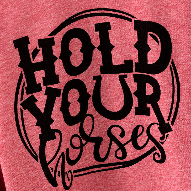（In Stock）Girls Fall&Winter Hold Your Horse Print Denim Set