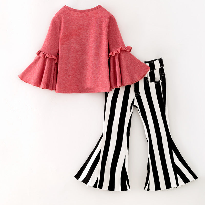 （In Stock）Girls Fall&Winter Hold Your Horse Print Denim Set