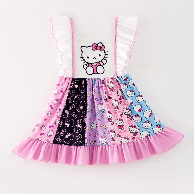 （In Stock）Girls Spring and Summer Cartoon Print Dress