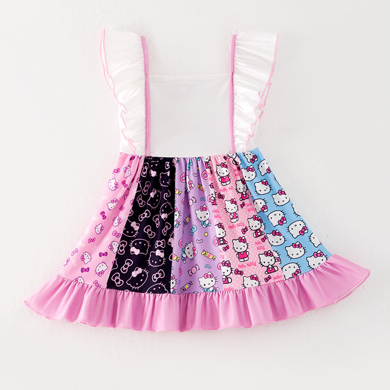 （In Stock）Girls Spring and Summer Cartoon Print Dress