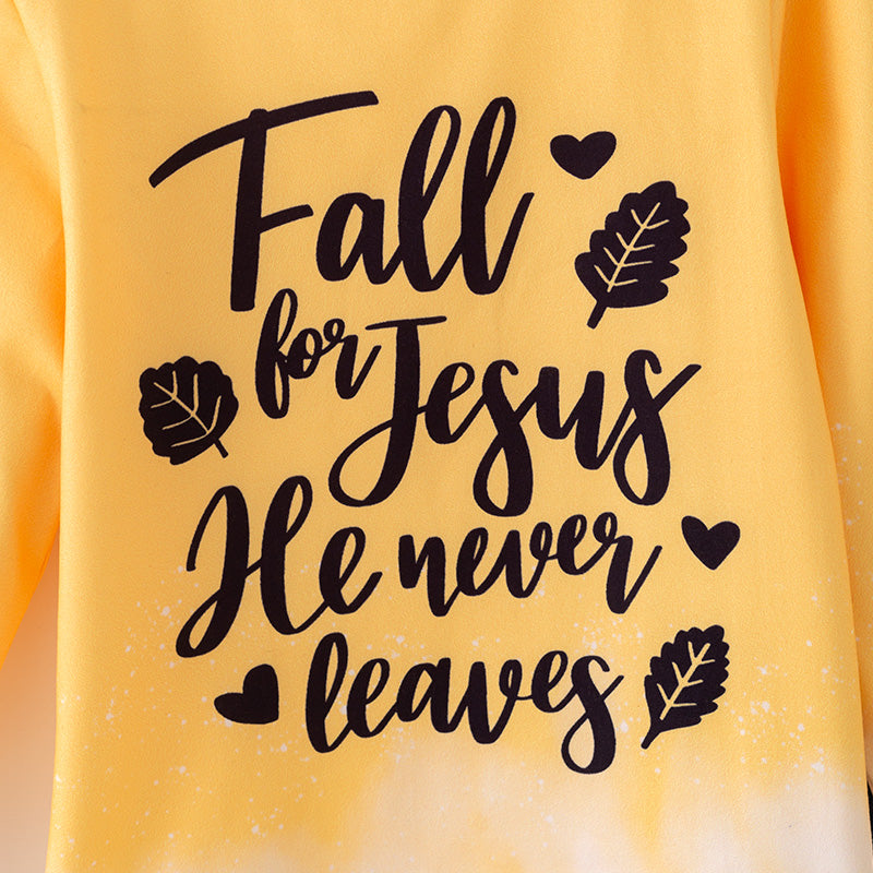 （In Stock）Girls Fall for Jesus Print Denim Set