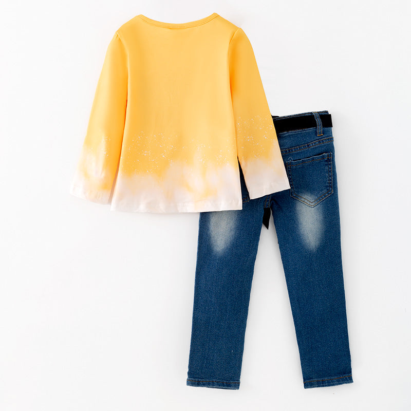 （In Stock）Girls Fall for Jesus Print Denim Set