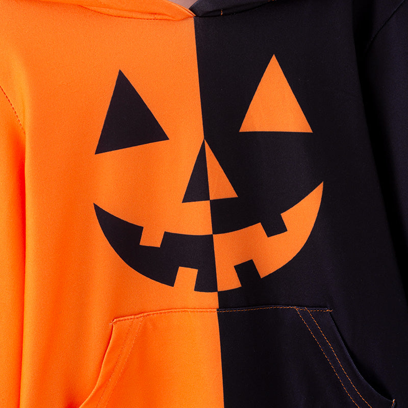（In Stock）Girls Halloween Pumpkin Print Hoodie