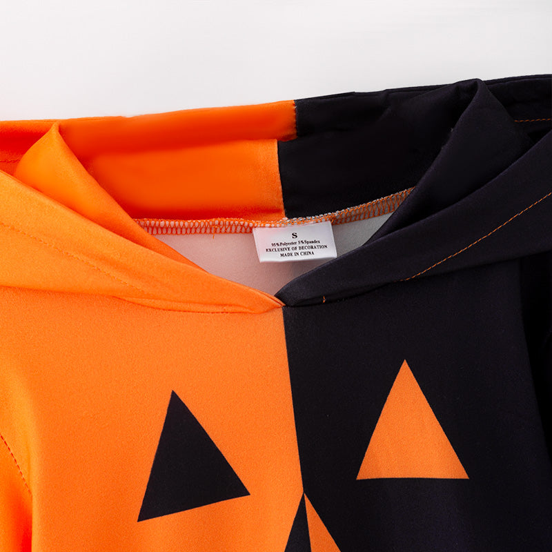 （In Stock）Girls Halloween Pumpkin Print Hoodie