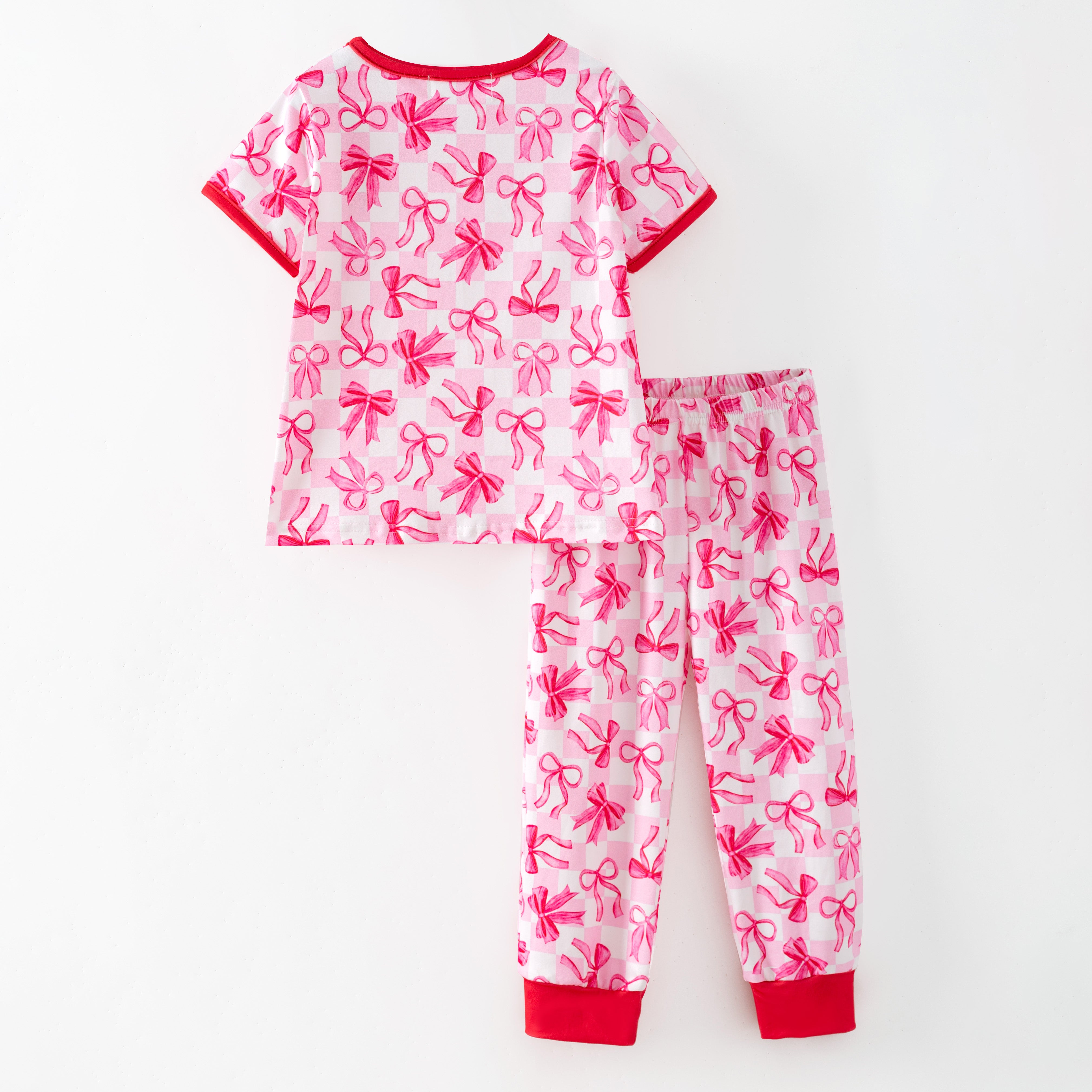 （Pre Order,Prepack Zone）Girls Spring&Summer Bow Print Pajamas（Mix Size）