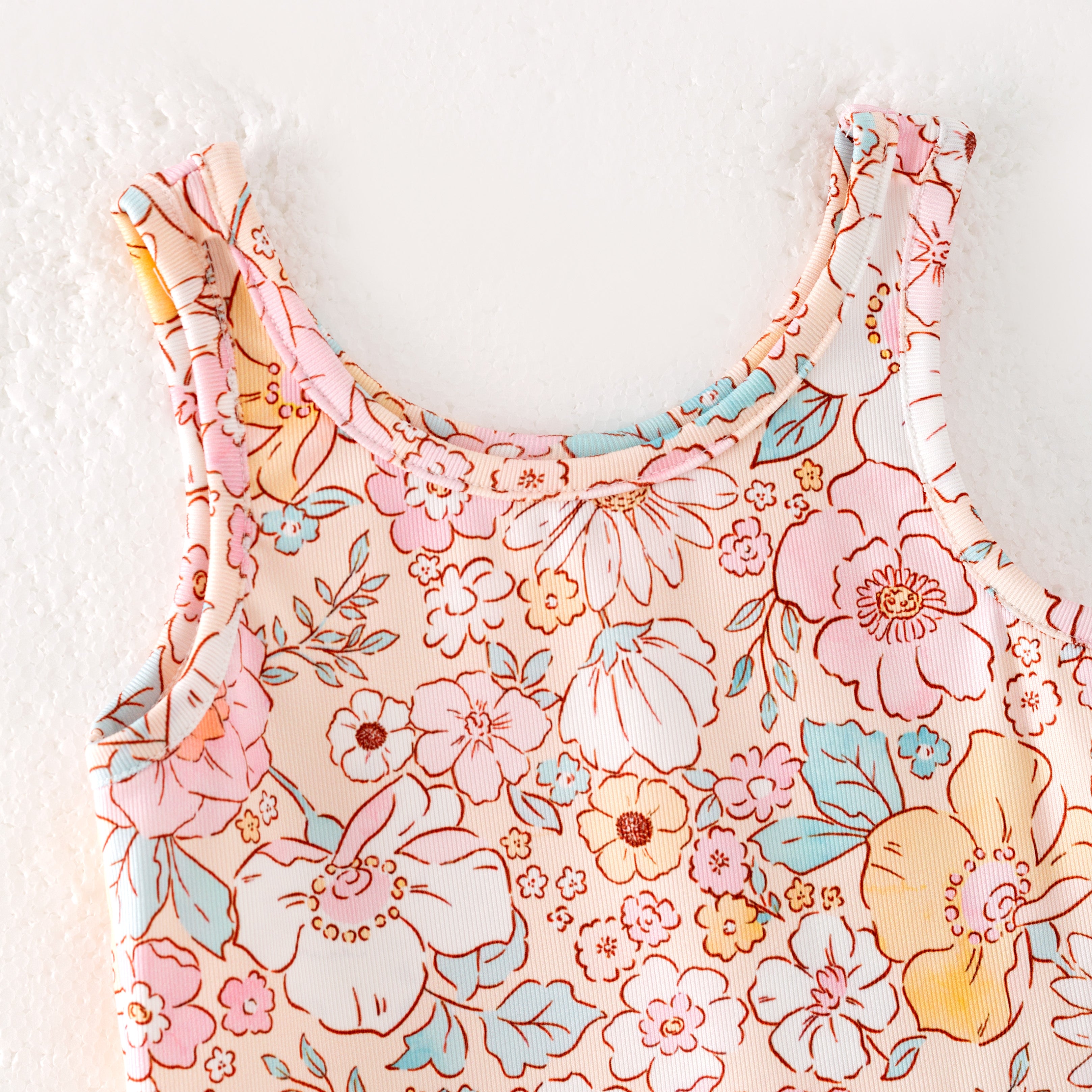 （Pre Order）Girls Spring and Summer Bow＆Floral Print Twill Outfit Set