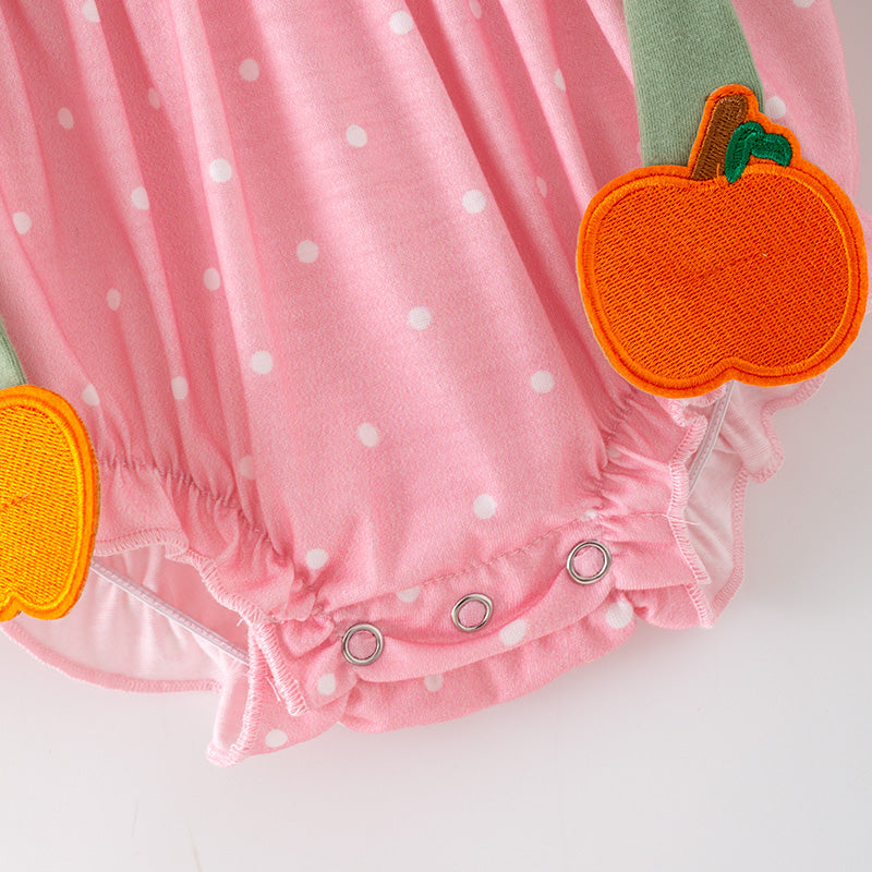 （In Stock）Toddler Girls Fall Pumpkin Embroidery Smocked Romper