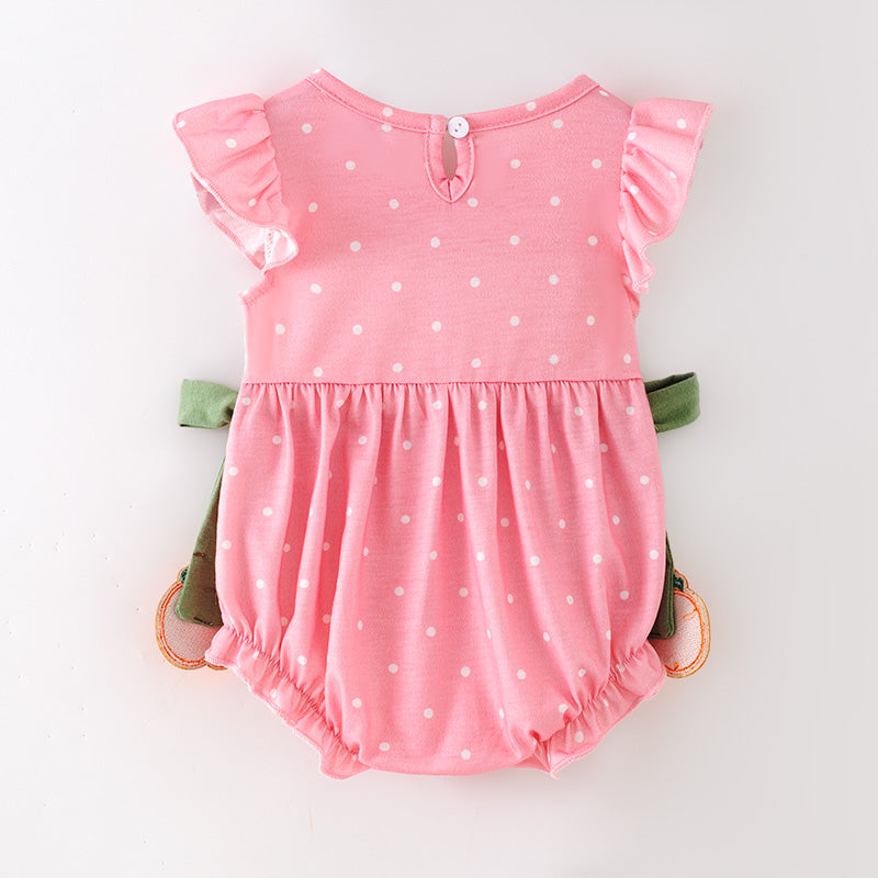 （In Stock）Toddler Girls Fall Pumpkin Embroidery Smocked Romper