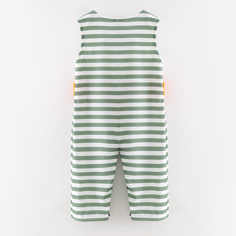 （In Stock）Toddler Boys Fall Pumpkin Embroidery Smocked Romper