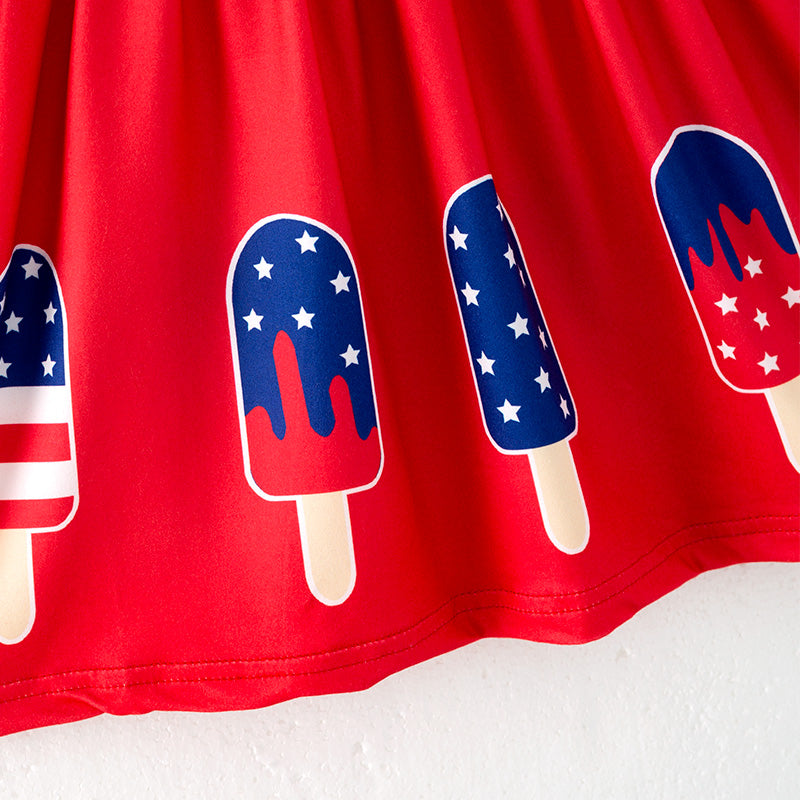 （In Stock）Girls Patriotic Print Dress