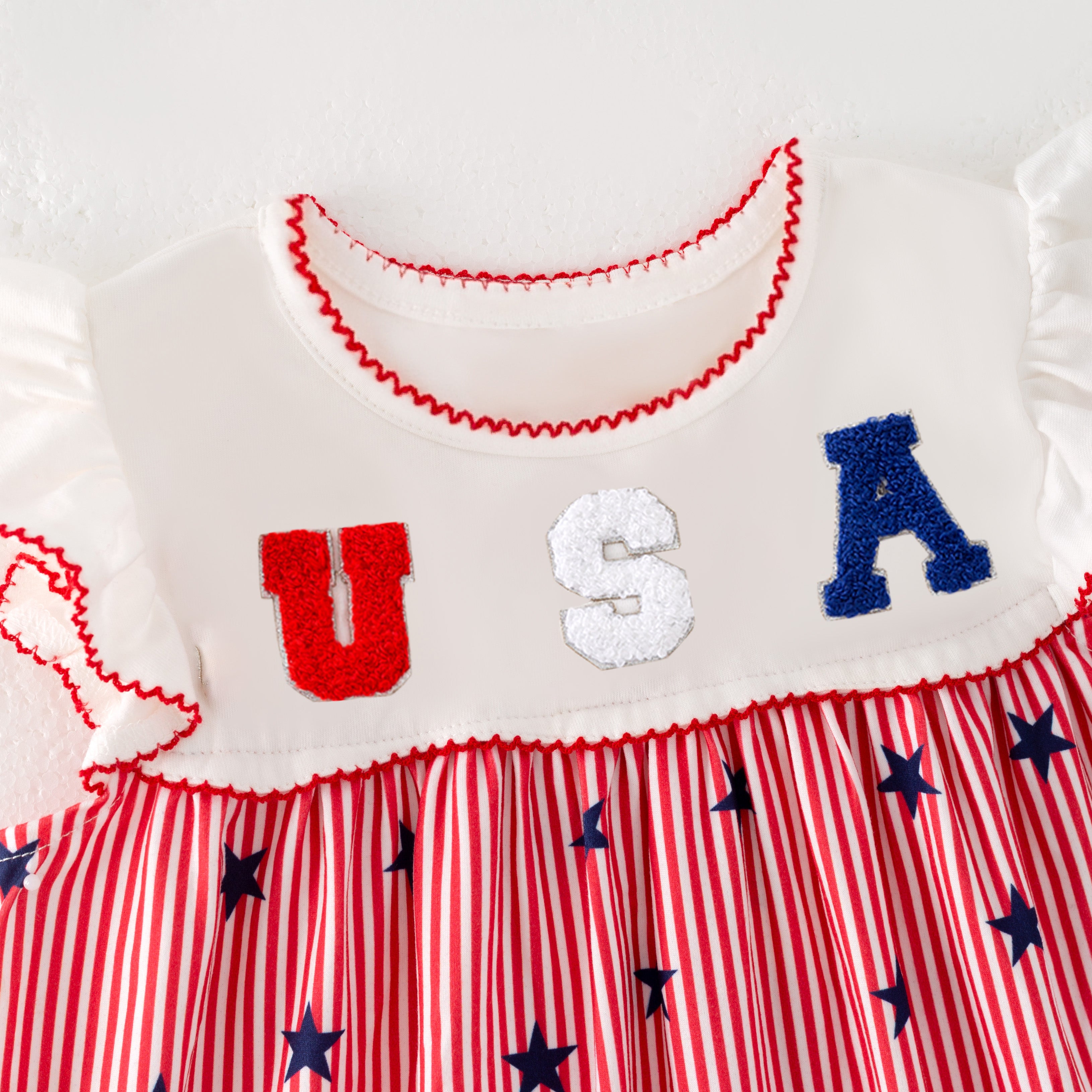 （In Stock）Girls Patriotic Chenille Patches Dress