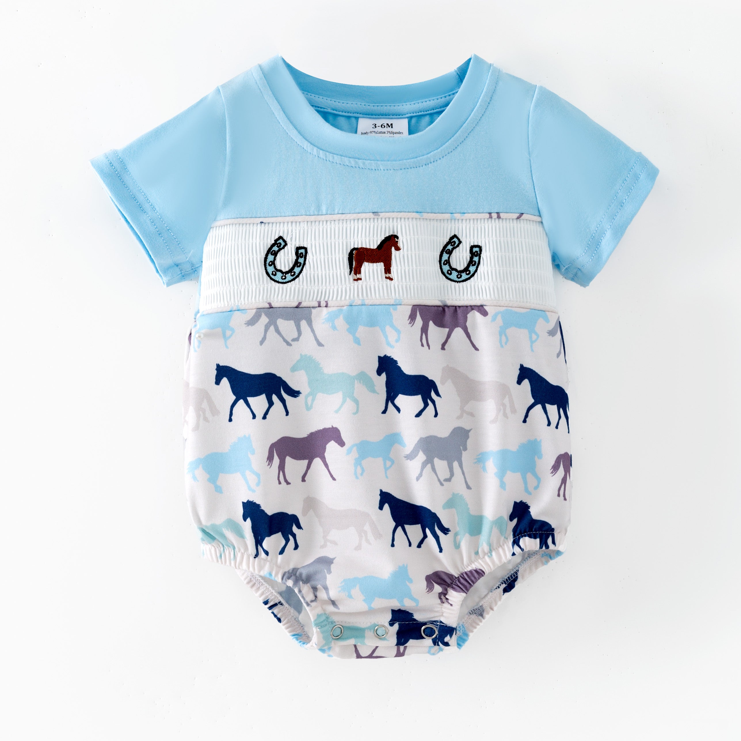 （In Stock）Siblings Fall Horse Embroidery Smocked Dress,Shorts Set&Romper