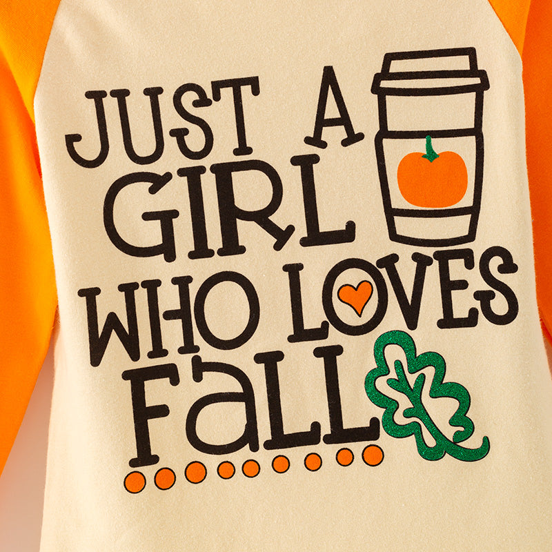（In Stock）Girls Fall Pumpkin Print Cotton Top