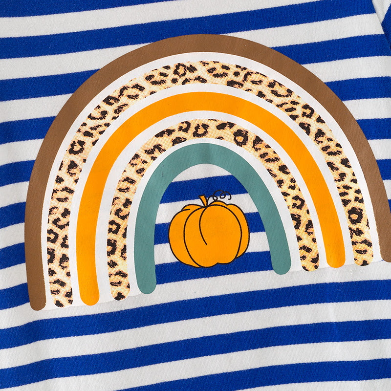 （In Stock）Toddler Girls Fall Pumpkin Print Cotton Romper