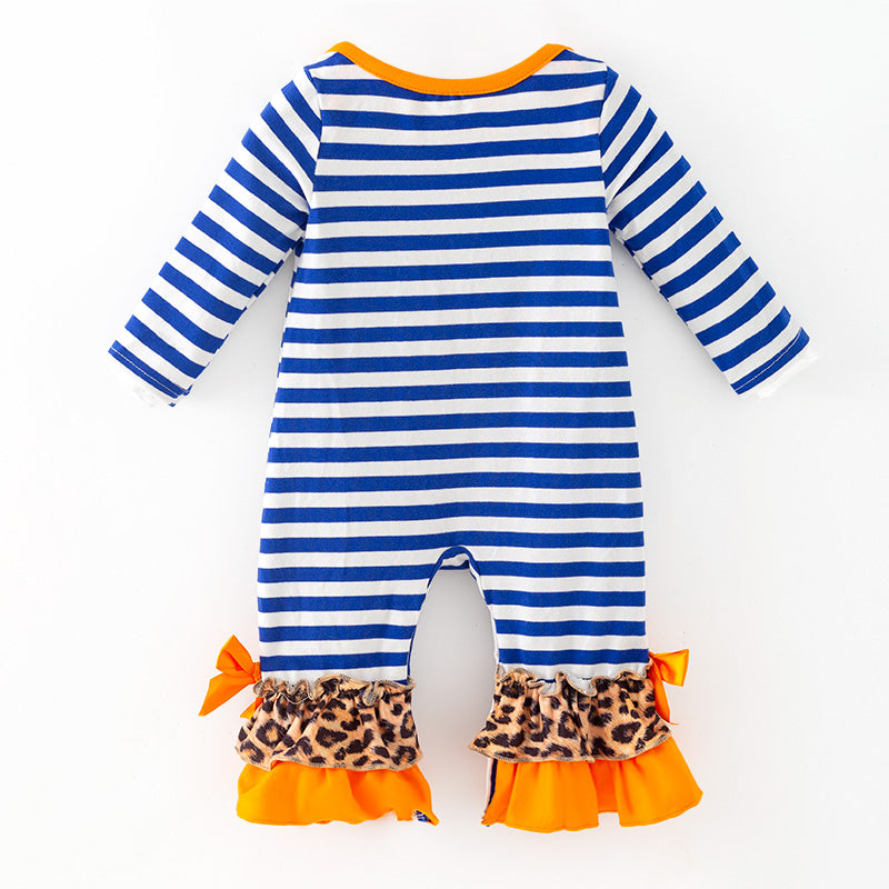 （In Stock）Toddler Girls Fall Pumpkin Print Cotton Romper