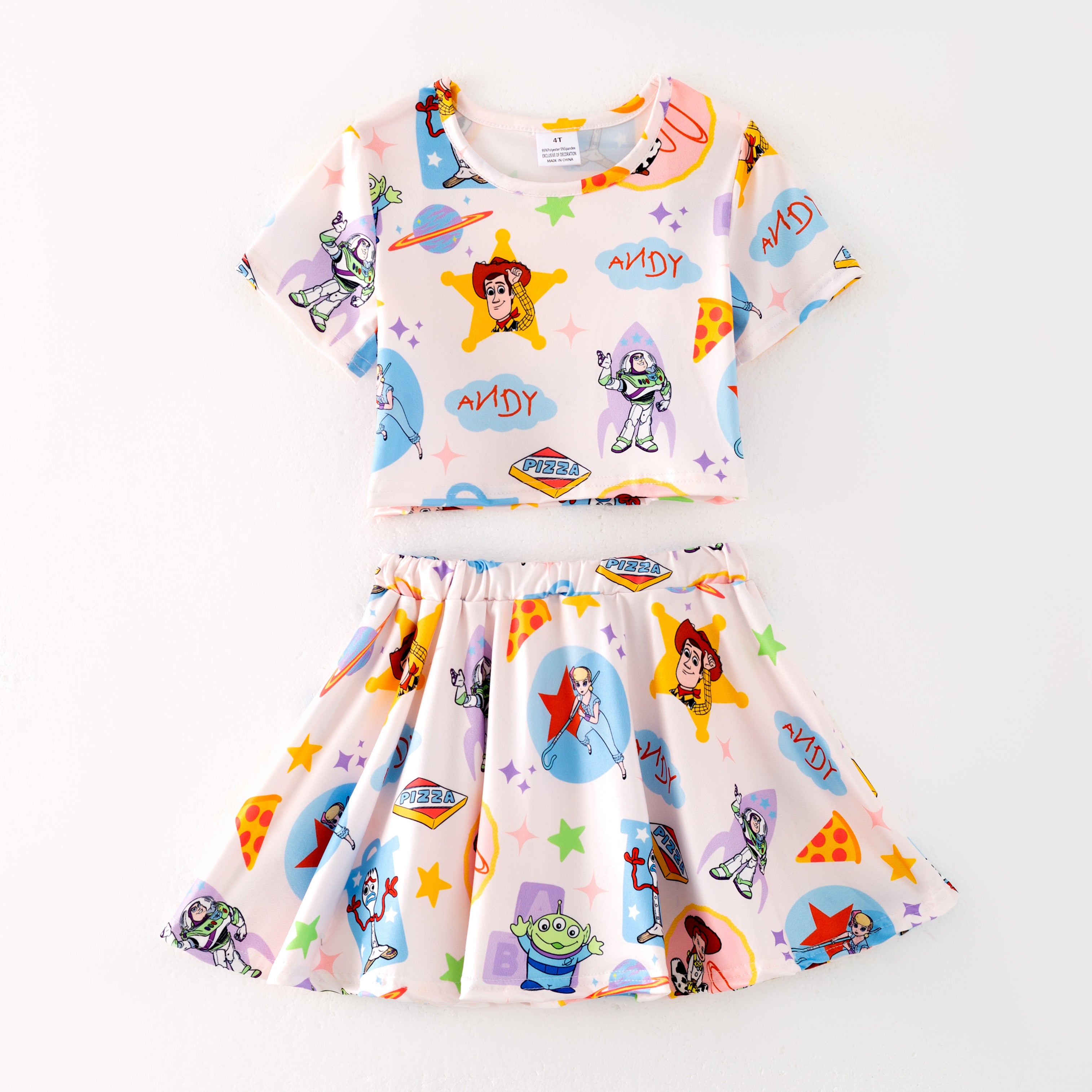 （Pre Order）Girls Spring and Summer Cartoon Print Skirt Set