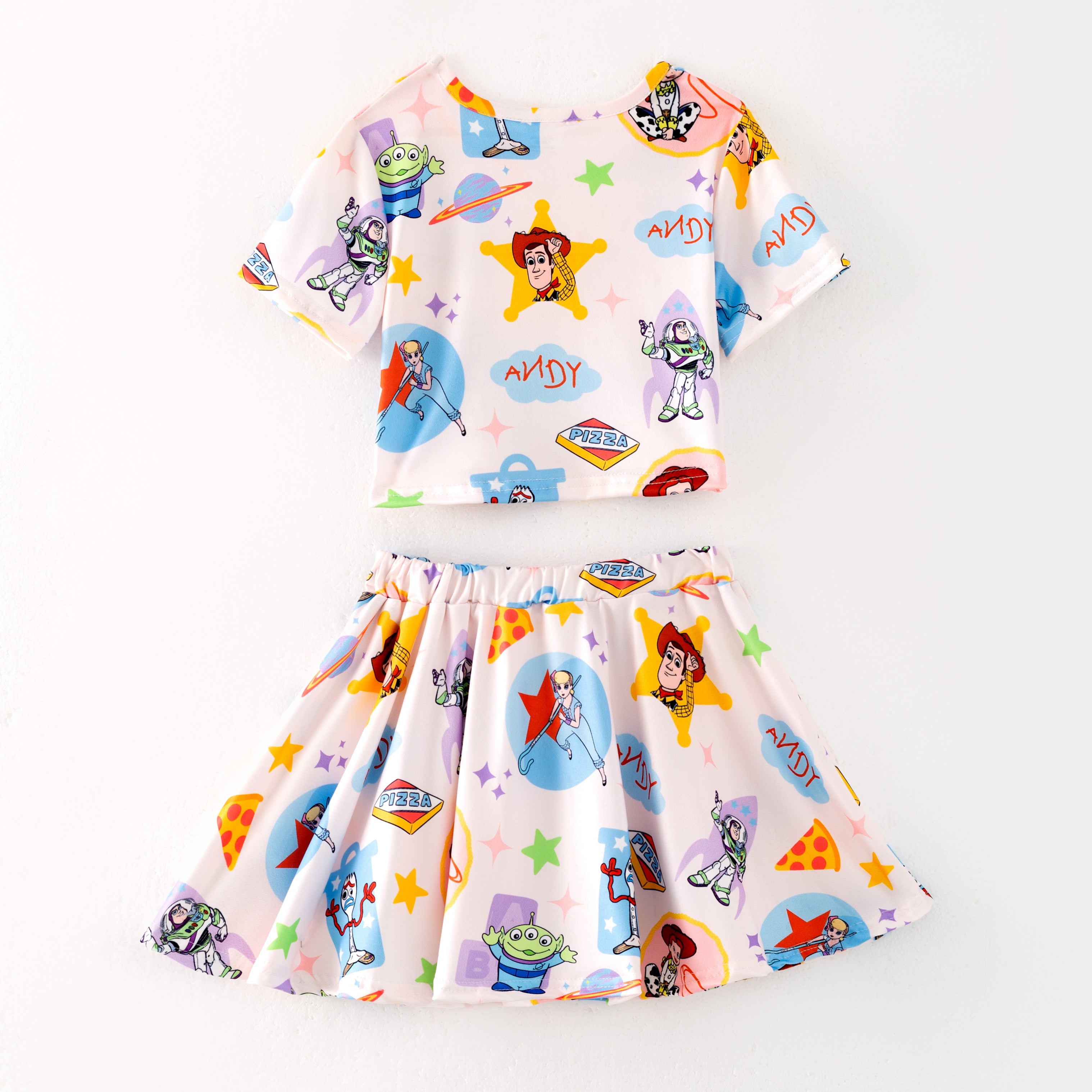 （Pre Order）Girls Spring and Summer Cartoon Print Skirt Set