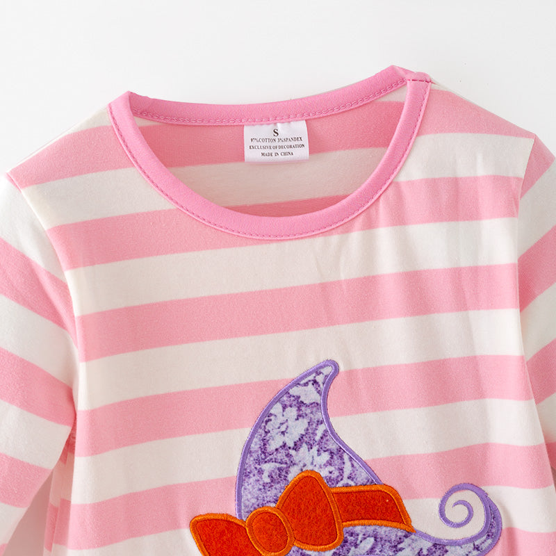 （In Stock）Girls Halloween Spider Applique Cotton Ruffle Dress