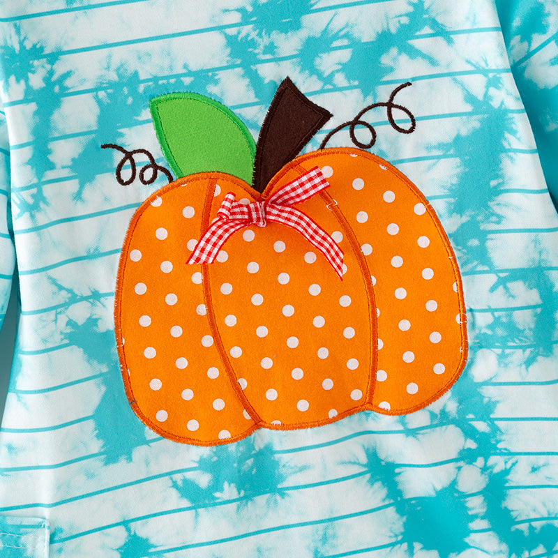 （In Stock）Girls Fall Pumpkin Applique Milk Silk Dress
