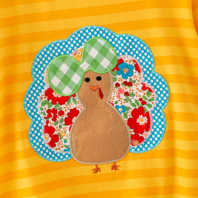 （In Stock）Girls Thanksgiving Turkey Applique Outfit Set