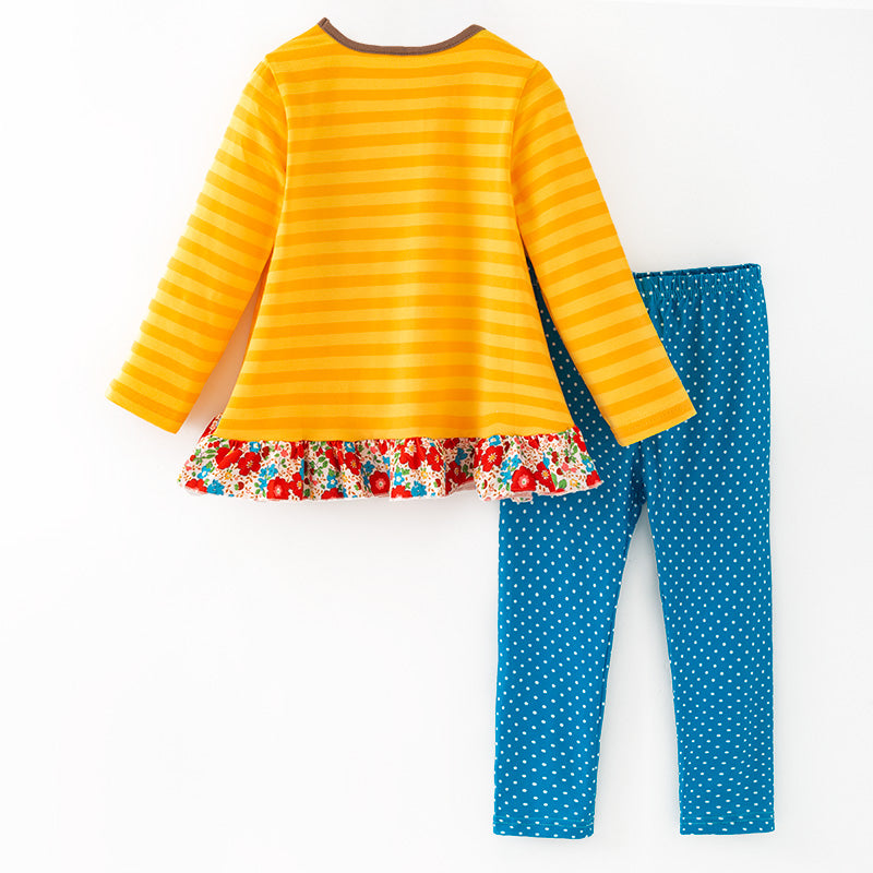 （In Stock）Girls Thanksgiving Turkey Applique Outfit Set