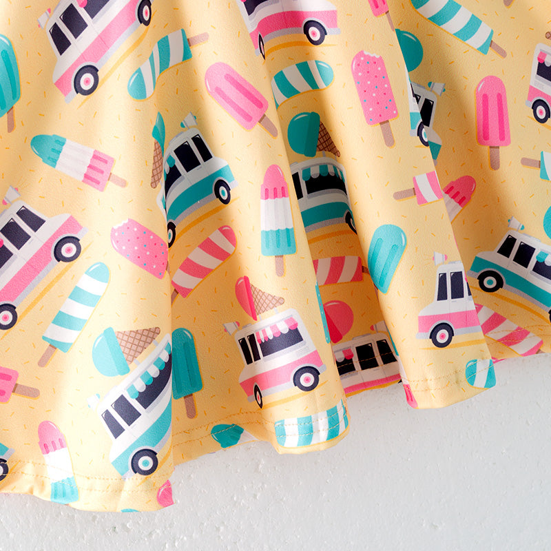 （In Stock）Girls Spring and Summer Ice Cream Truck Print Dress