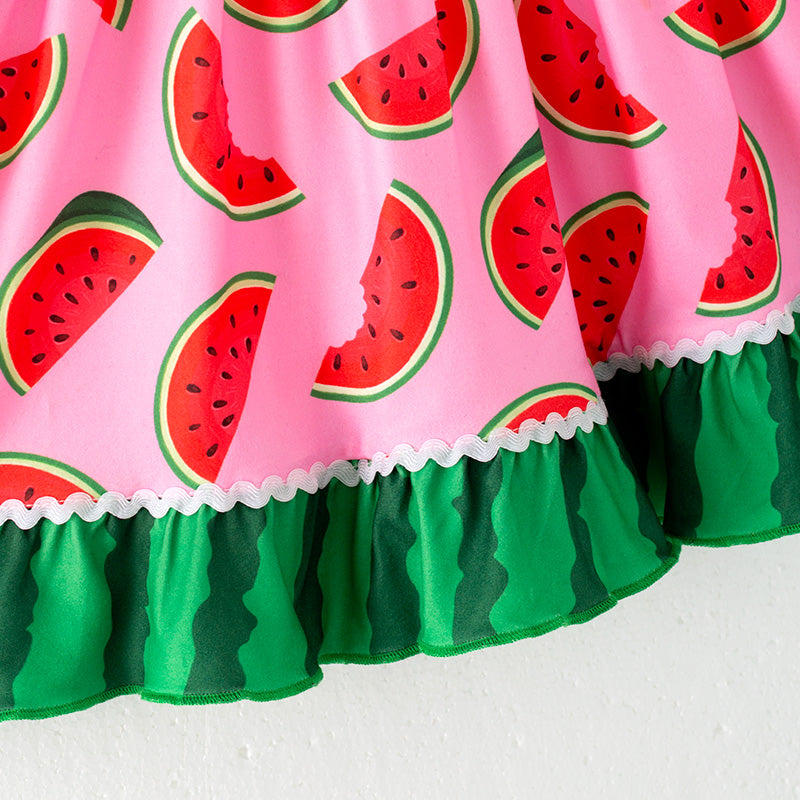 （In Stock）Girls Spring and Summer Watermelon Print Slip Dress