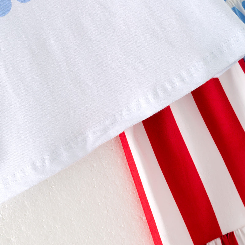 （In Stock）Girls Patriotic American Babe Print Shorts Set
