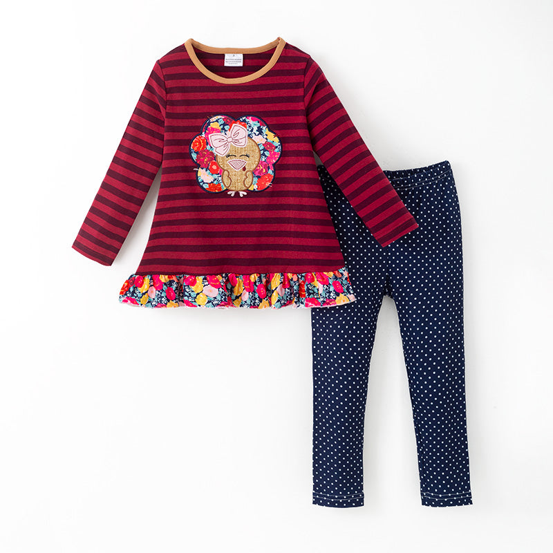 （In Stock）Girls Thanksgiving Turkey Applique Outfit Set