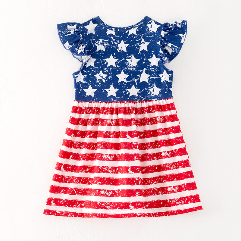 （In Stock）Girls Patriotic Print Dress