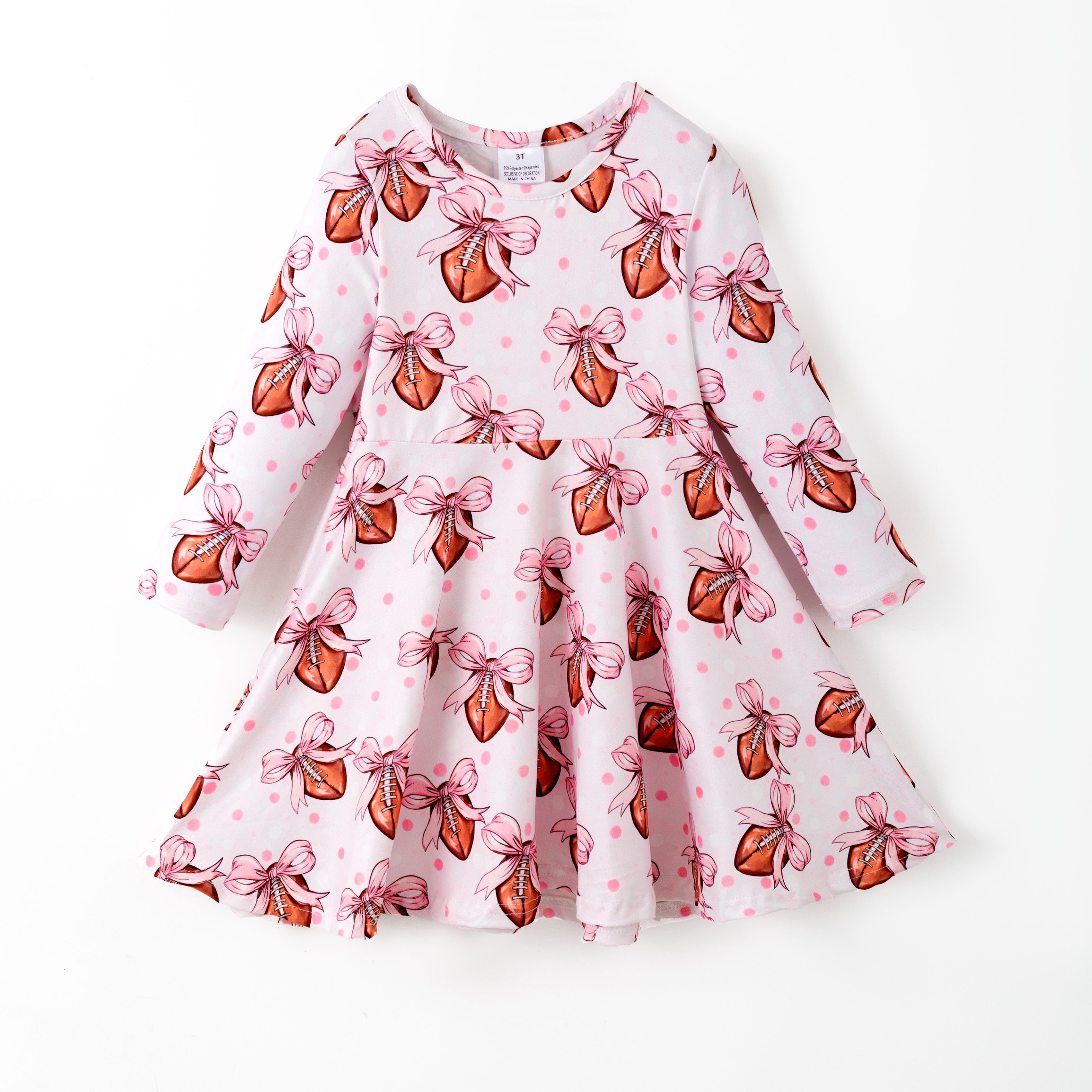 （Pre Order,Prepack Zone）Girls Fall Football Print Dress