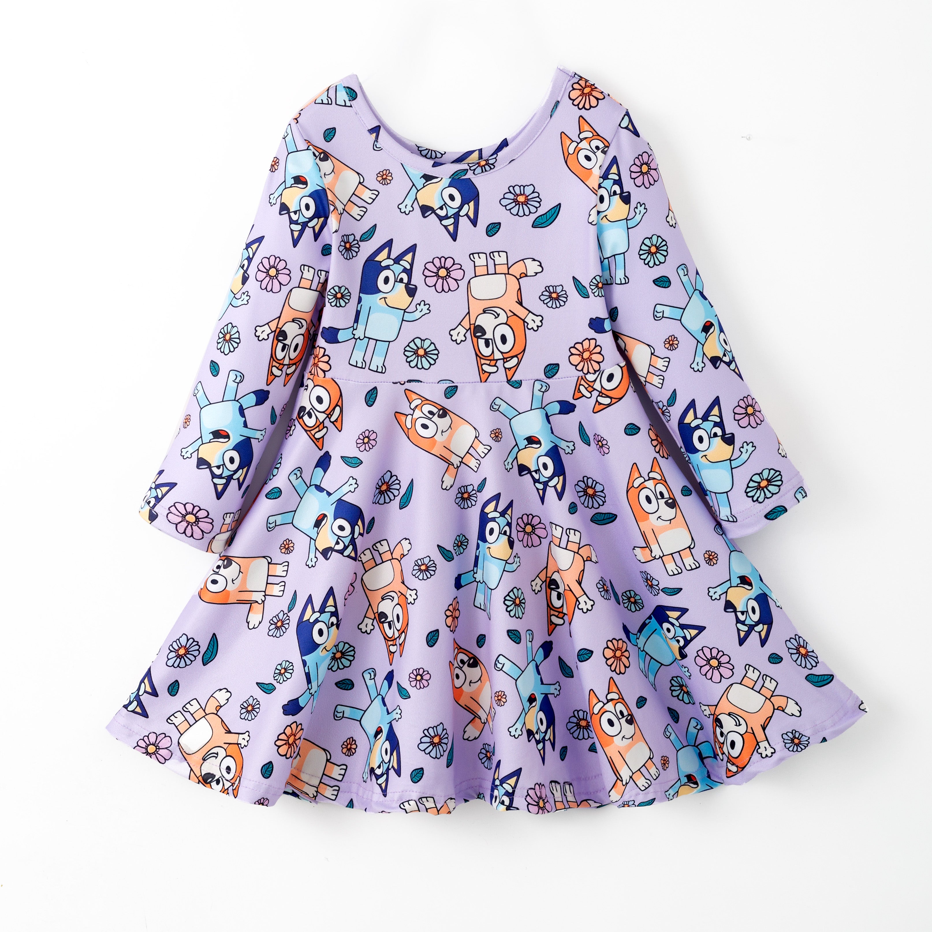 （Pre Order,Prepack Zone）Girls Fall Blue Dog Print Dress