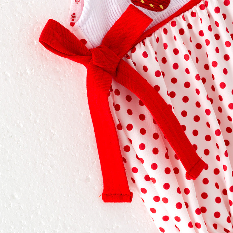 （In Stock）Toddler Girls Spring and Summer Strawberry Embroidery Smocked Romper