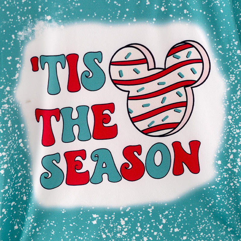 （In Stock L08-04-01）Girls Christmas Print Green T-shirt