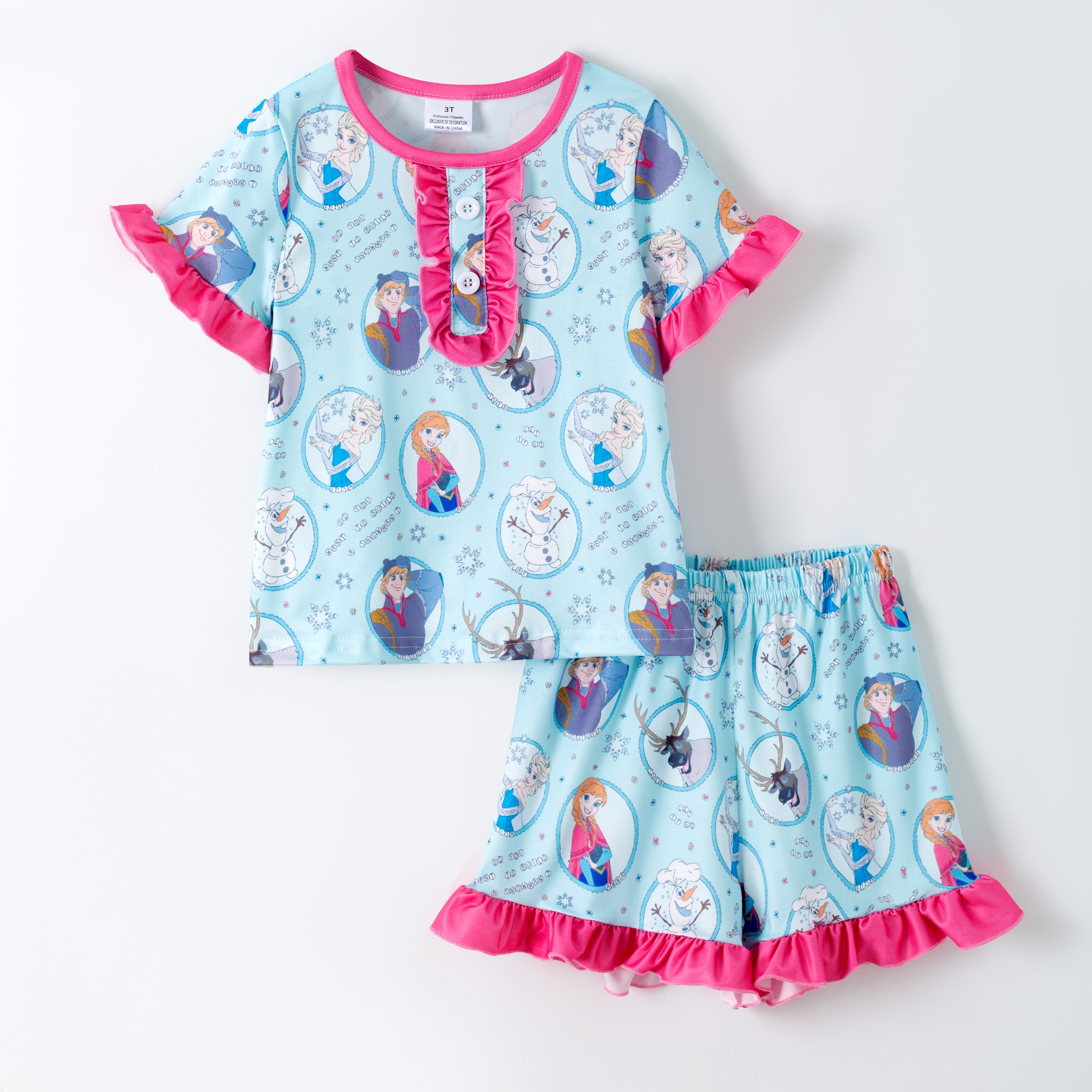 （Pre Order,Prepack Zone）Girls Princess Print Pajamas（Mix Size）