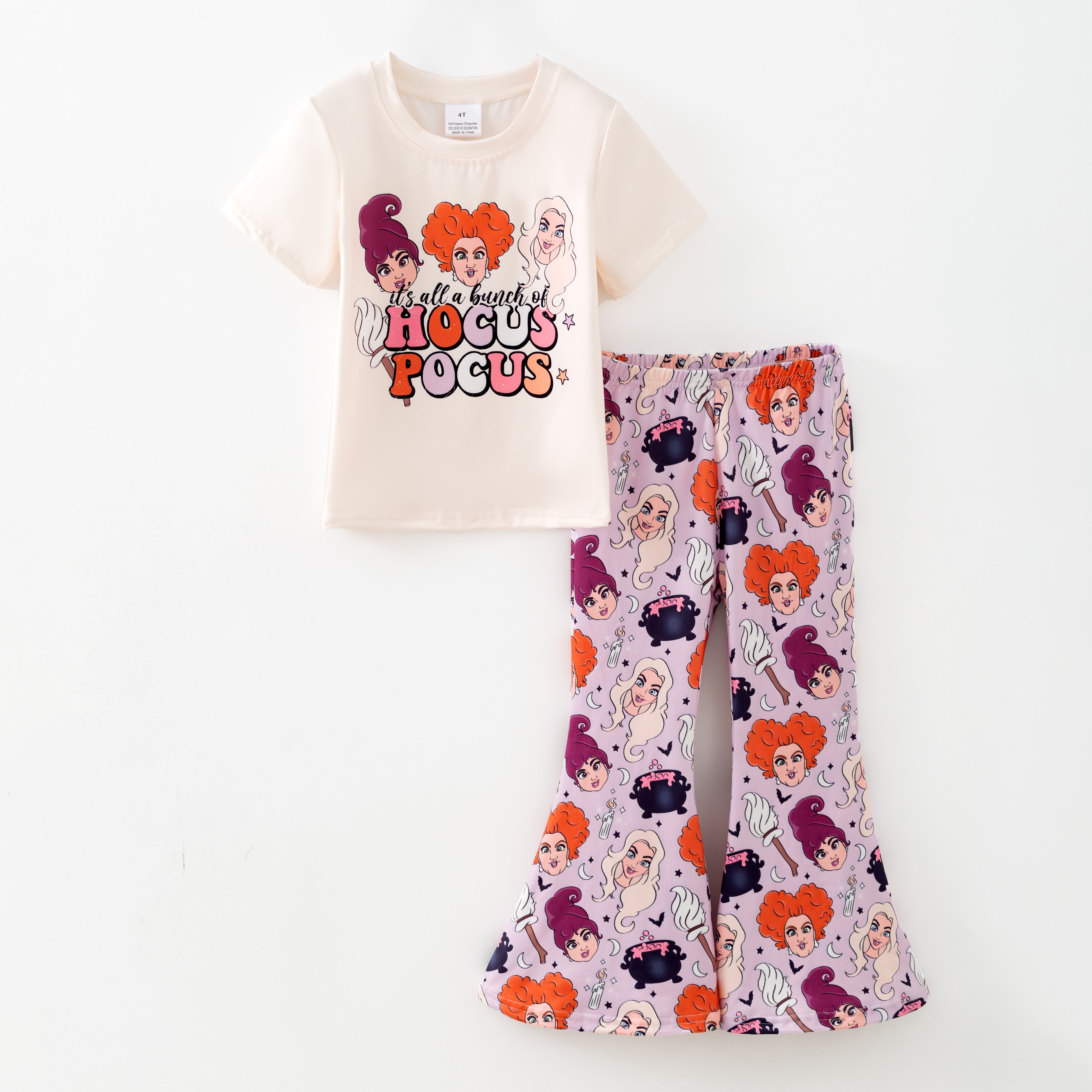 （Pre Order,Prepack Zone）Girls Halloween Princess Print Outfit Set