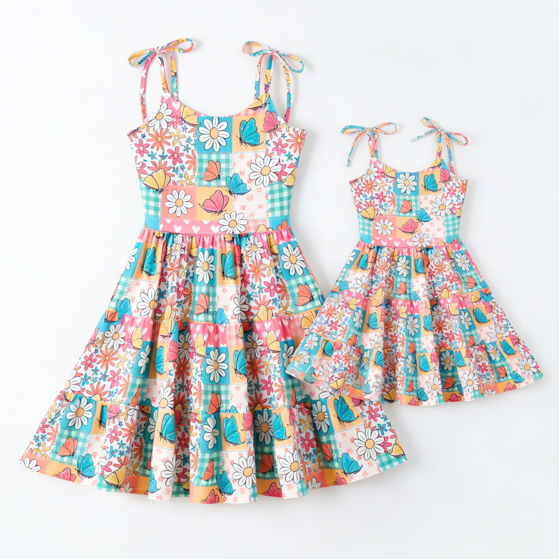 （Pre Order,Prepack Zone）Family Summer Dasiy Print Slip Dress