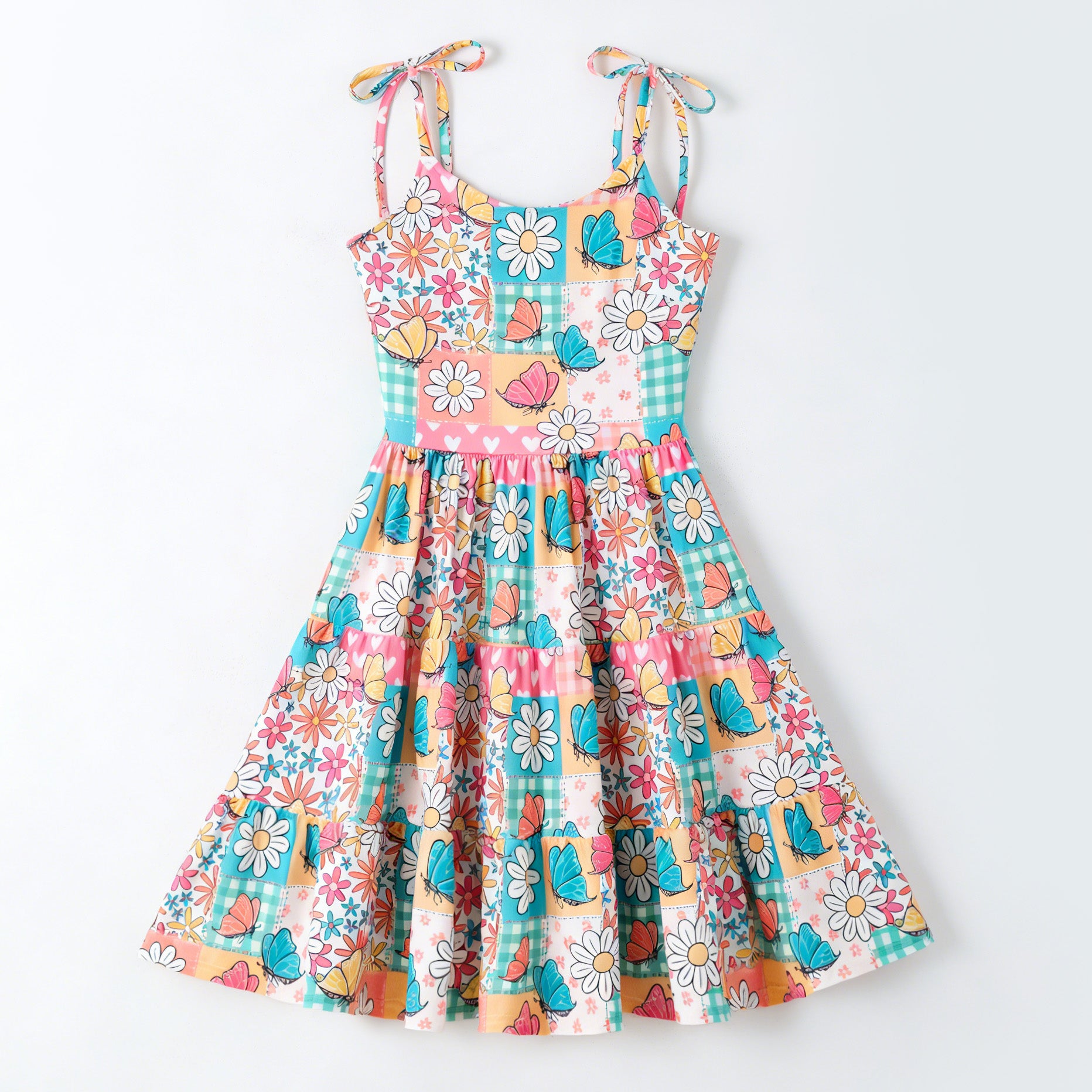 （Pre Order,Prepack Zone）Family Summer Dasiy Print Slip Dress