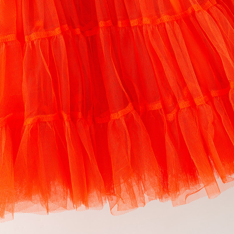 （In Stock）Girls Christmas Print Tulle Dress