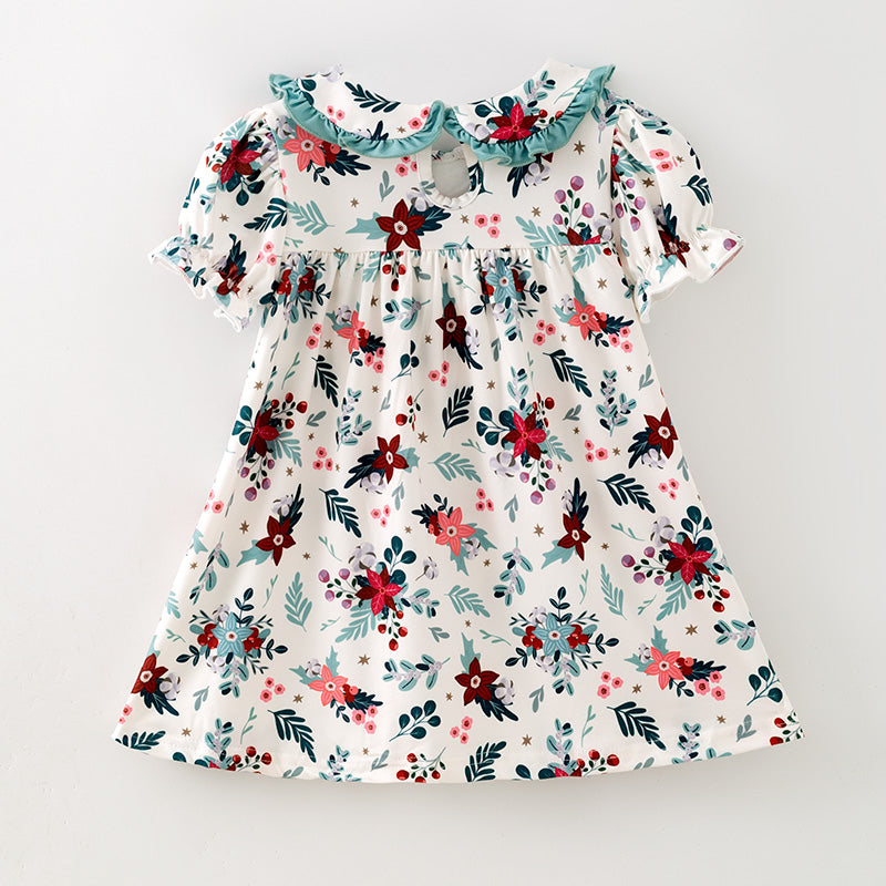 （In Stock）Girls Christmas Embroidery Dress