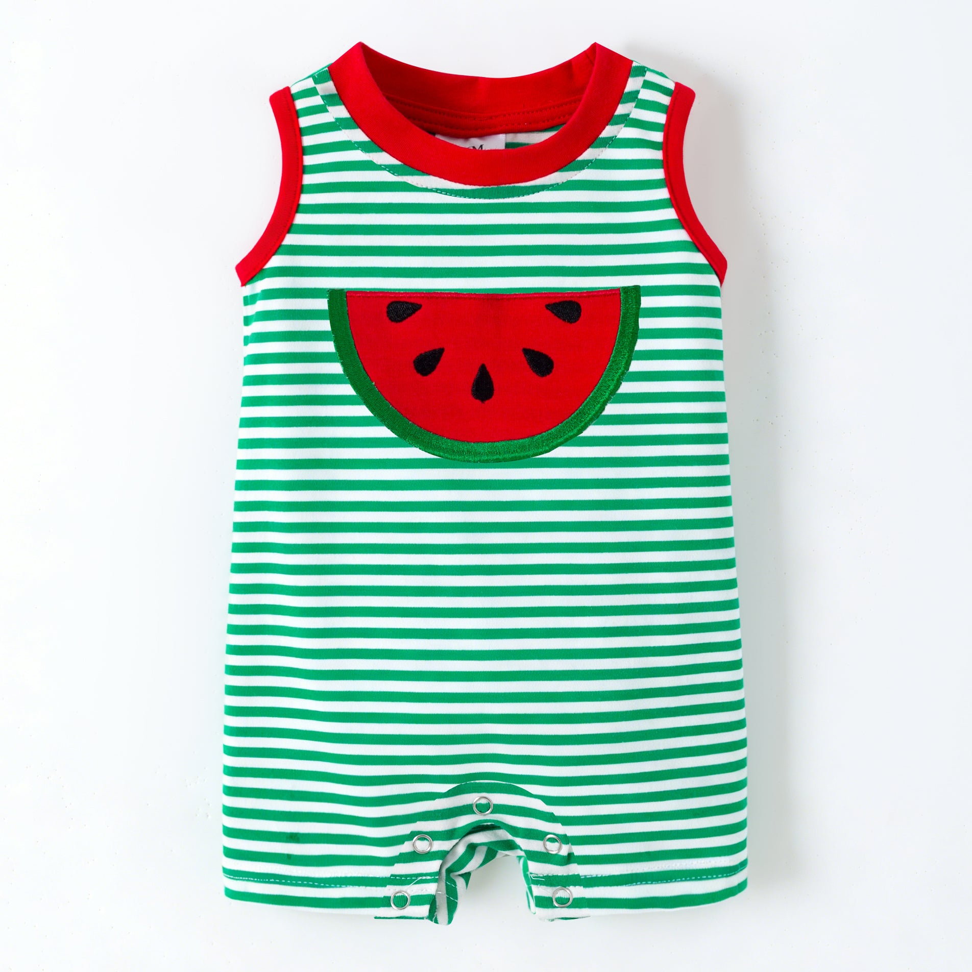 （In Stock）Toddler Boys Summer Watermelon Applique Cotton Romper