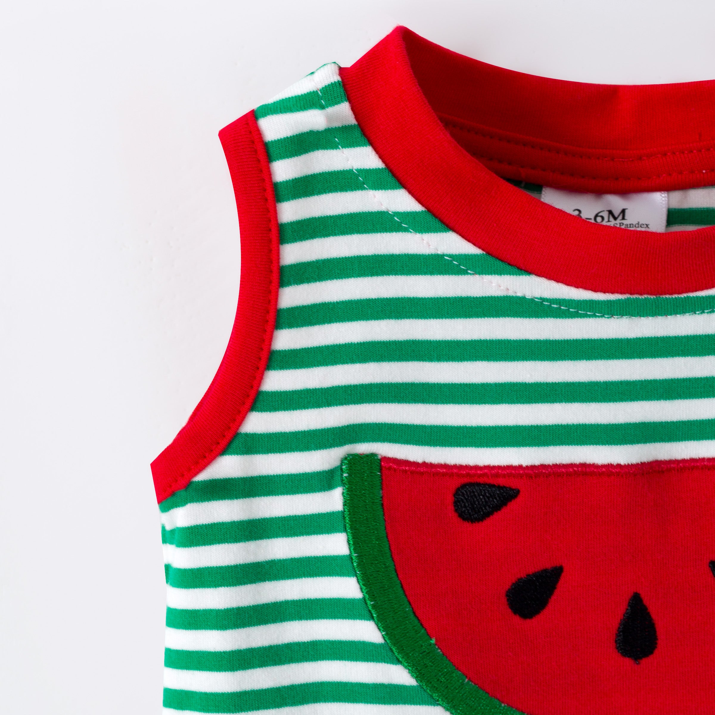 （In Stock）Toddler Boys Summer Watermelon Applique Cotton Romper