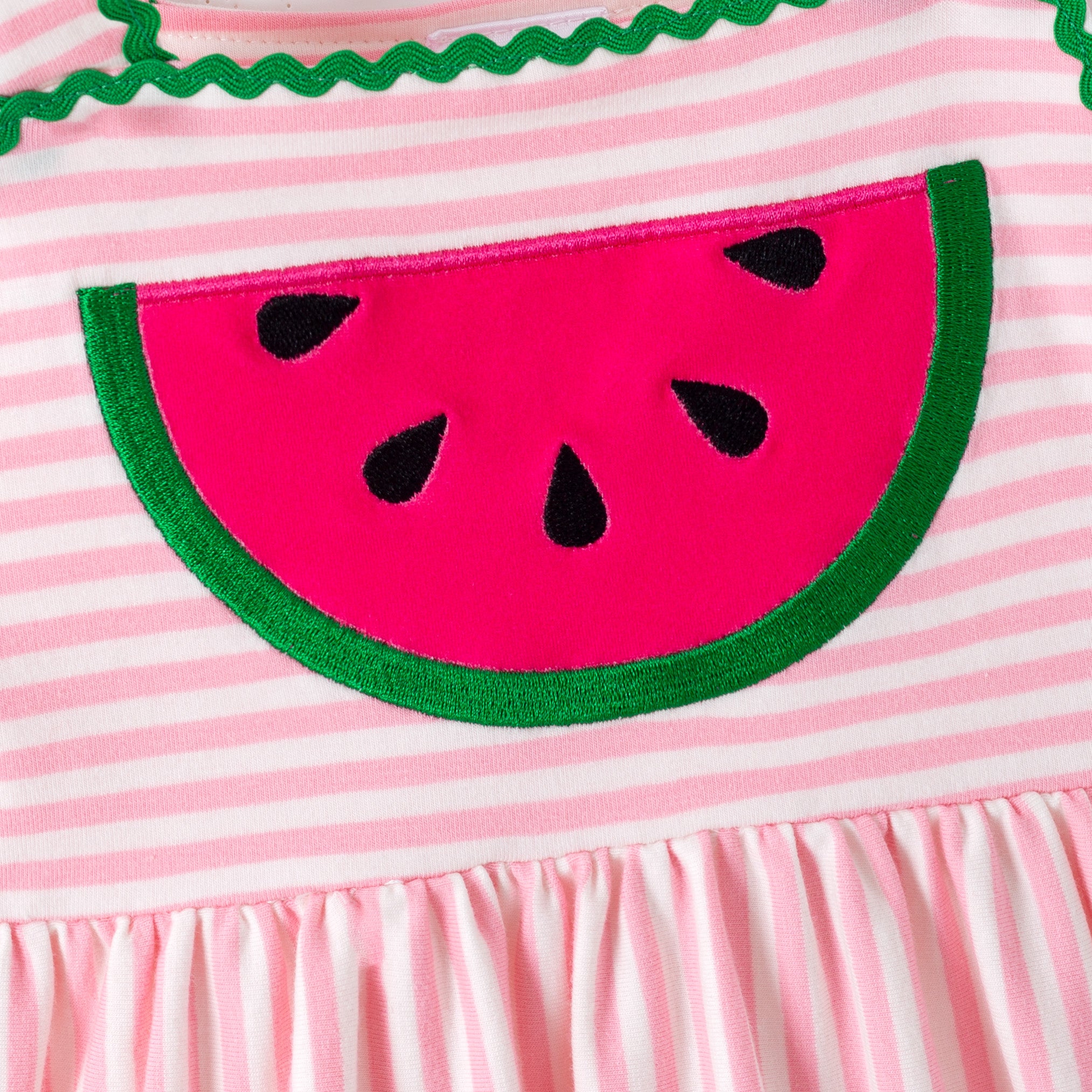 （In Stock）Girls Summer Watermelon Applique Cotton Dress