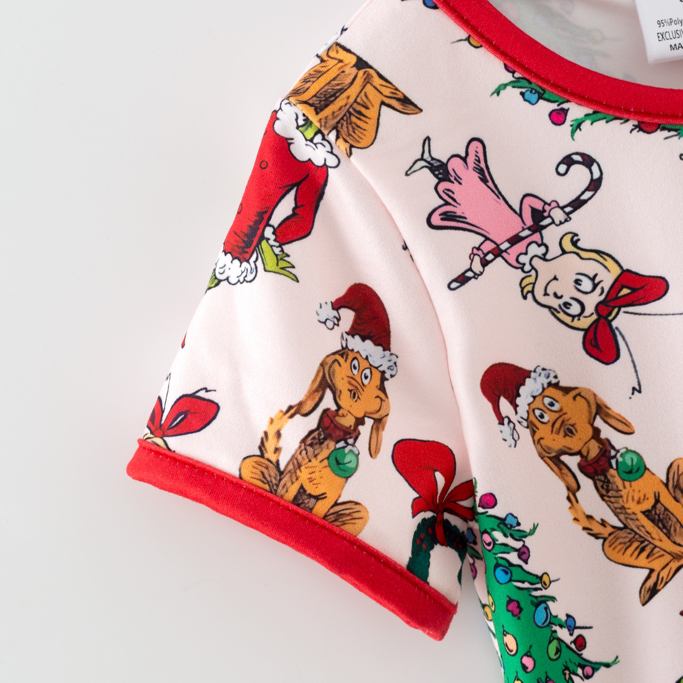 （Pre Order,Prepack Zone）Girls Christmas Cartoon Print Pajamas