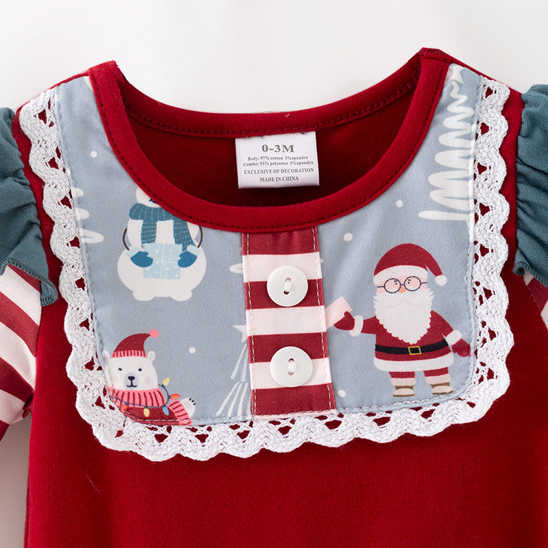 （In Stock）Toddler Girls Christmas Print Ruffle Romper