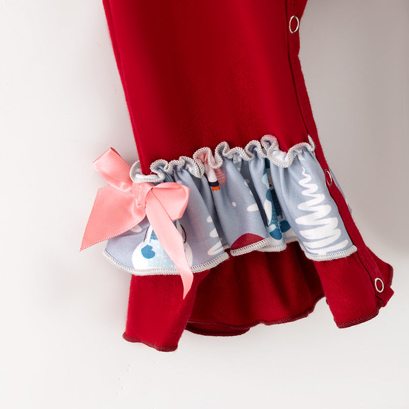 （In Stock）Toddler Girls Christmas Print Ruffle Romper