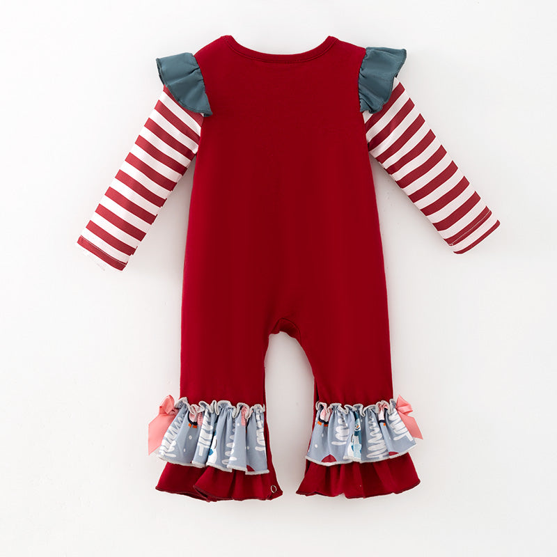 （In Stock）Toddler Girls Christmas Print Ruffle Romper