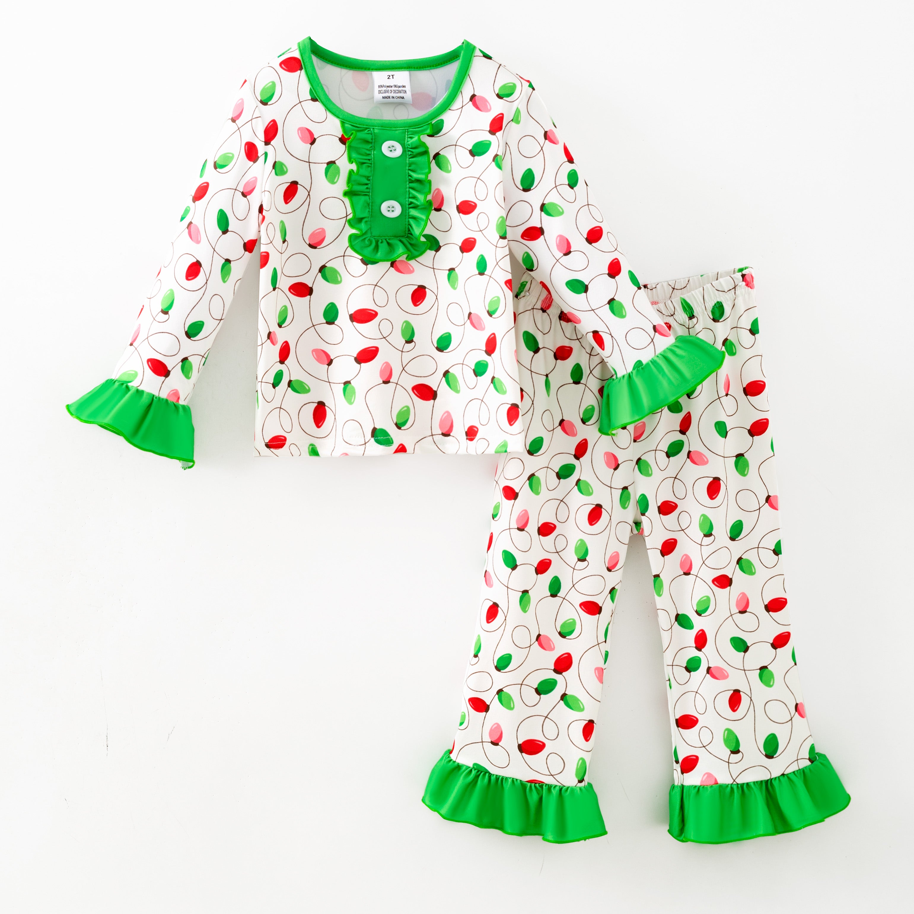 （Pre Order,Prepack Zone）Girls Christmas Print Dress&Pajamas