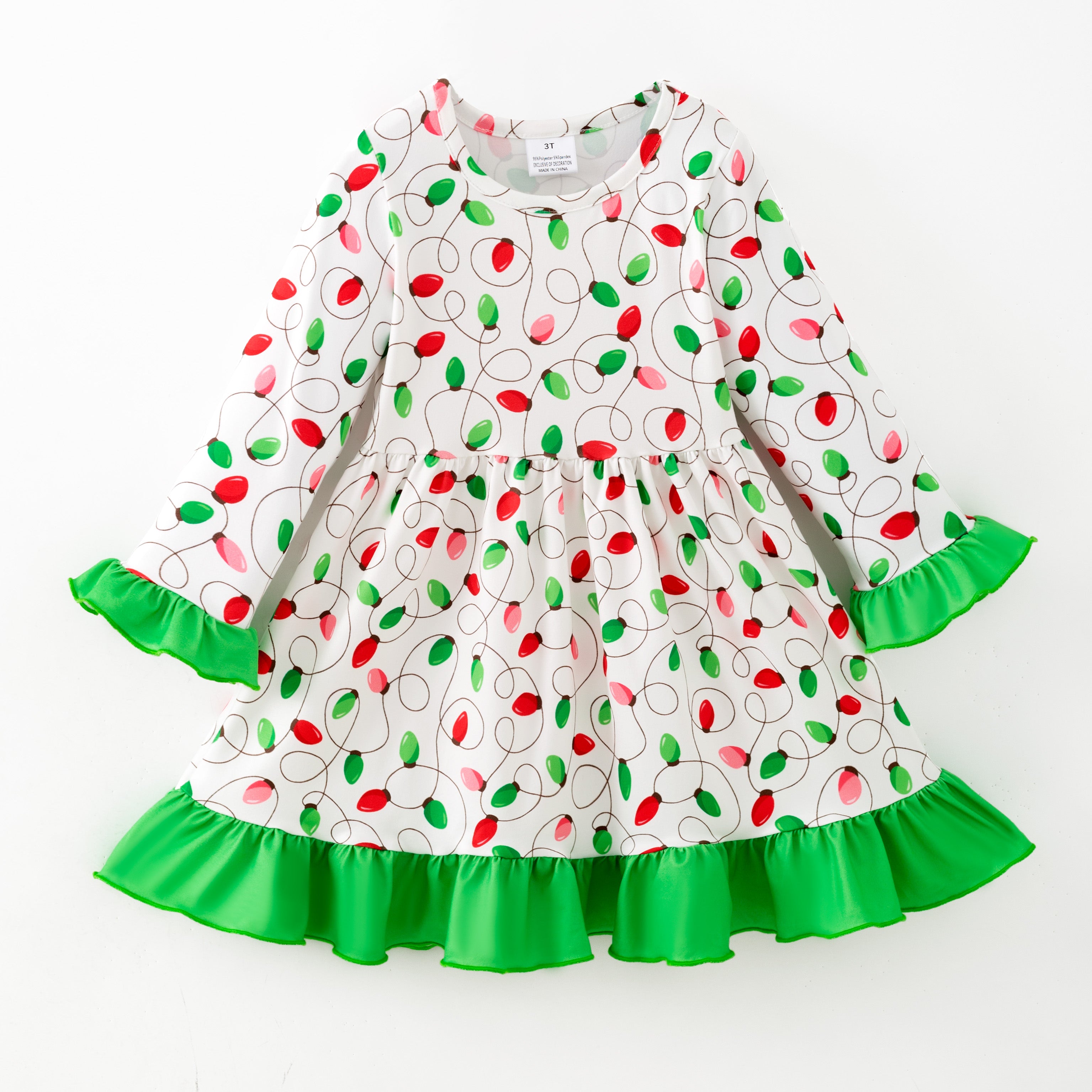 （Pre Order,Prepack Zone）Girls Christmas Print Dress&Pajamas